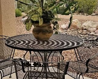 Outdoor metal patio table and chairs
