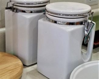 Ceramic white canisters