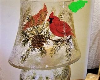 New in box glass Fifth Avenue candle lamp