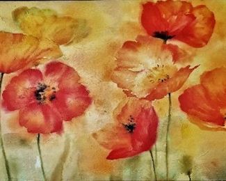 Bright orange floral art. 