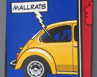 Mallrats (1995) - An original release screenprint for a screening of the film at the Enzian Theatre in 2010. 
Designed by Lure Design
Film Starring: Shannen Doherty, Jeremy London, Jason Lee, Claire Forlani, Ben Affleck, Joey Lauren Adams