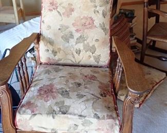VINTAGE OAK CHAIR ON WHEELS