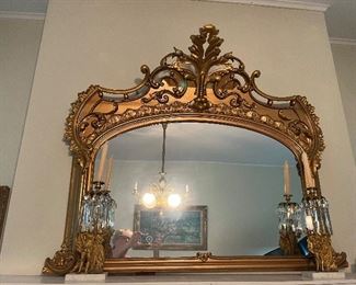 Gilded Over Mantle Mirror Circa 1860, overpainted.  Appraised by Carlsen Gallery with a replacement value of $500 several years ago.
