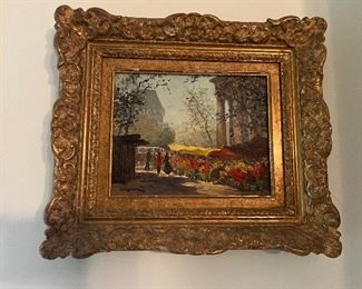Small Painting Framed 13" x 15" (cannot read artist)