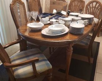 Dining table with 6 chairs and custom table pad protectors