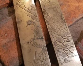 Asian brass etchings