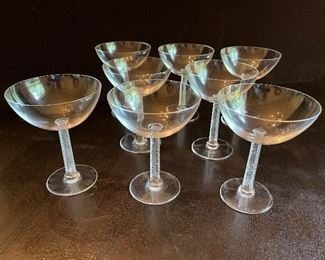 Signed Lalique France Phalsbourg 5-1/2" champagne/sherbet set of 8 glasses 