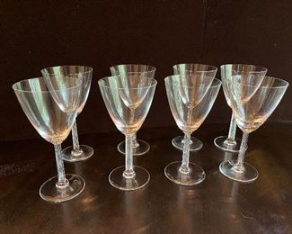 Signed Lalique France Phalsbourg 7-1/8" water set of 8 glasses 
