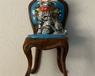 Signed Fritz Bermann bronze cold paint cat on chair