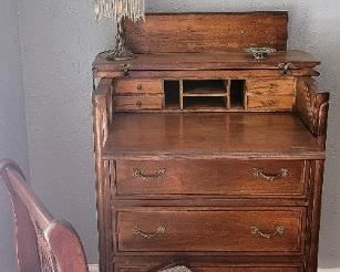 antique desk and side chair