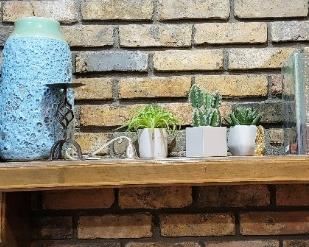 Mantle clock, vase, antique milk jug and lantern