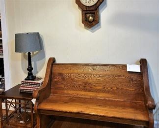 Solid wood church pew, side table