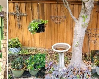 garden decor and plants, planters and chimes