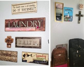 Fun household signs, luggage, home decor