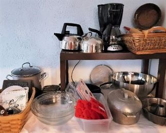Kitchen basics: tea kettles, coffee makers, roasters, mixing bowls, baking supplies, candy making