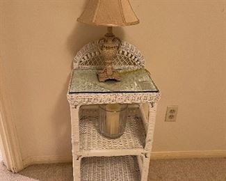 white wicker table