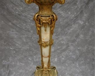 Gilt bronze mounted onyx pedestal