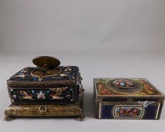 French enameled bird boxes