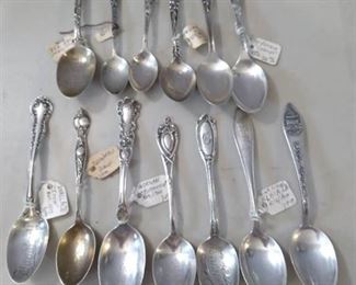 13 Sterling Spoons - Different States and Cities