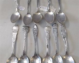 10 Sterling Souvenir Spoons