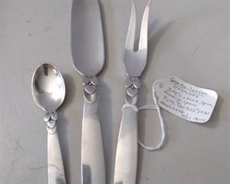 Georg Jensen 3 Piece Sterling Set - Cactus Pattern