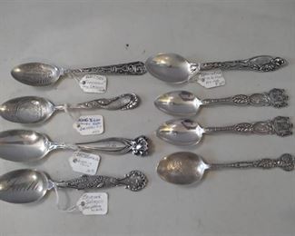 8 Sterling Souvenir Spoons