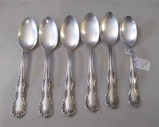 6 International Sterling Spoons - Wild Rose