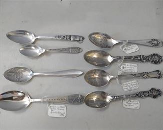 8 Sterling Souvenir Spoons- Kansas