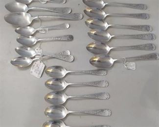19 Sterling Bright-Cut Spoons