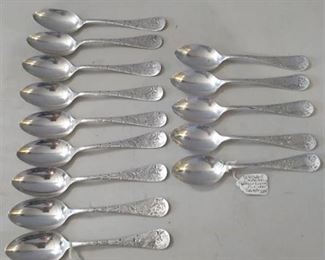 14 Wendell Sterling Bright-Cut Spoons