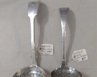 2 Antique Sterling Tea Strainer Spoons
