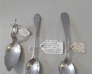 3 Antique Coin Silver Spoons - 1700s