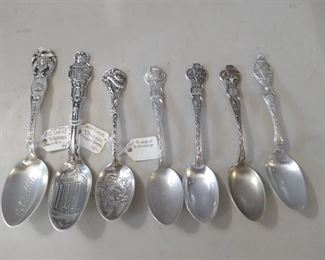 7 Sterling Souvenir Spoons - Masonic