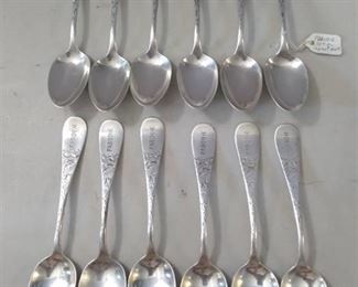 12 Sterling Bright-Cut Spoons