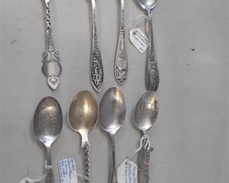 8 Sterling Souvenir Spoons - Cities and Landmarks