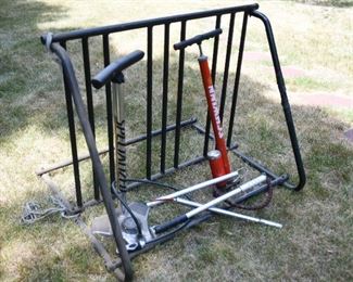 Bike rack and bike tire pumps