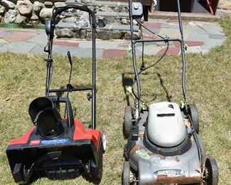 Toro electric snow shovel and electric lawnmower