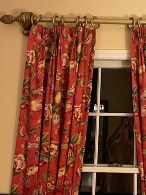window treatment with rods - two sets each containing two panels 
