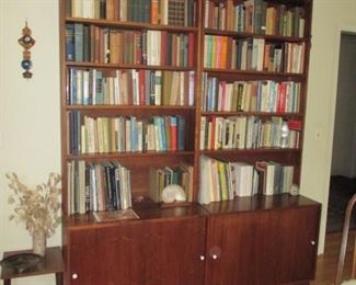 Mid-Century Modern Bookcase Storage Cabinet & Tons of Books
