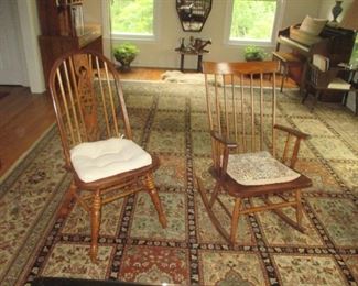 Oak Spindle Chair and Oak Rocking Chair ~ Many Rugs To Choose From