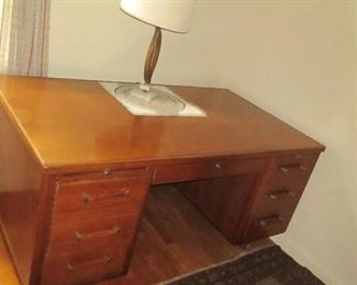 Mid-Century Solid Oak Desk