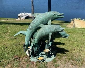 Beautiful large bronze dolphin sculpture and fountain if you wish!