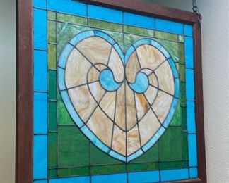 Large stained glass hanging panel