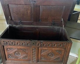 Period oak carved  chest/trunk