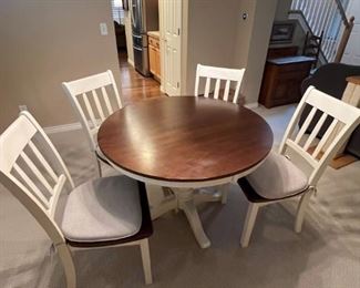 Wood Table Pedestal table and chairs $200
