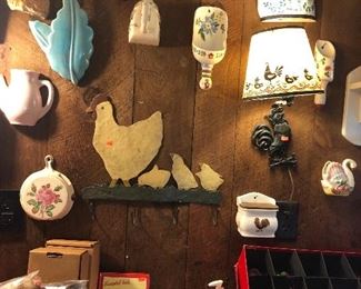 Wall pockets and 
Rooster items