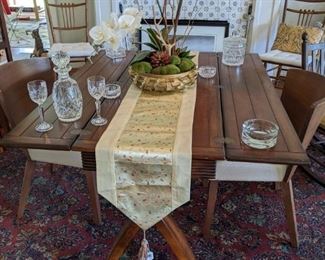 DROP LEAF TABLE ... ORCHID CENTERPIECE ... WATERFORD CRYSTAL