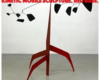 Lot 13 Black Metal Paddles Stabile Kinetic Mobile Sculpture. Red Base.