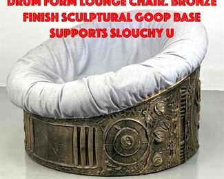 Lot 19 Adrian Pearsall Goop Drum form Lounge Chair. Bronze finish sculptural goop base supports slouchy u