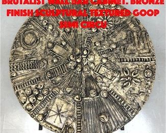 Lot 26 Adrian Pearsall Goop Brutalist Wall Bar Cabinet. Bronze finish sculptural textured goop semi circu